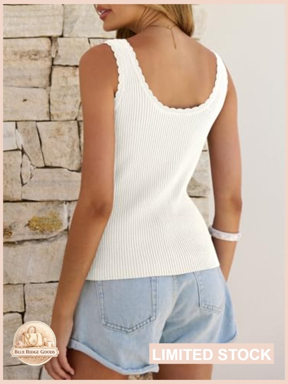 Scoop Neck Ribbed Knit Tank Top Cute Summer Sleeveless Casual T Shirt 2025 - Picture 5 of 7